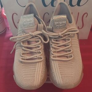 Steve Madden Beige Sneakers with Rhinestone Accents